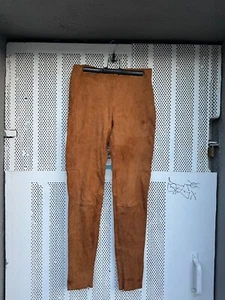 Polo Ralph Lauren Womens Lamb Suede Leggings Pants Ankle-Zip Skinny Brown Small - Picture 1 of 13