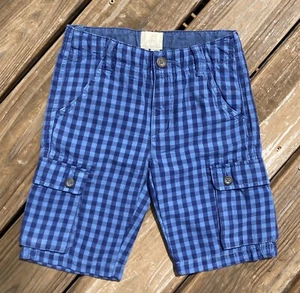 Boden Boys Shorts 8y Blue Check Cargo Adjustable Waist - Picture 1 of 5