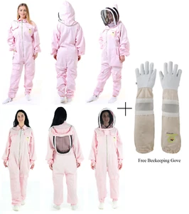 Combinaison apicole veste voile d'abeille rose garde chapeau apiculteur coton de protection - Photo 1/11