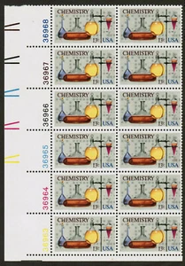 US USA Sc# 1685 MNH FVF PLATE# BLOCK Chemistry Flasks Separatory Funnel - Picture 1 of 1
