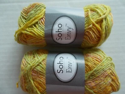  Soho Envy cotton/silk/polyester blend yarn, Energy, lot of 2 (92 yds ea) - Image 1 of 2