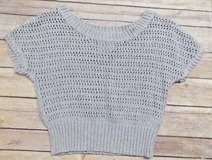 JUSTICE Girls Sweater Size 10 Metallic Knit Short Sleeves Gray - Picture 1 of 4