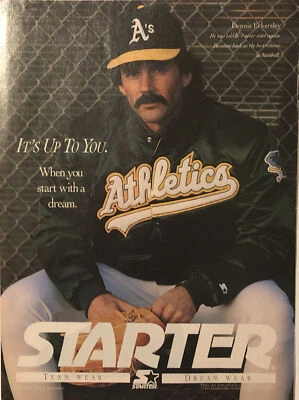 1993 Dennis Eckersley Starter Jacket PRINT AD Oakland A’s Closer VTG 1990s - Image 1 of 4