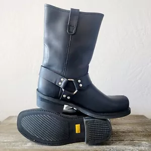 GEAR BOX Boots Mens Size 11D Black Leather Harness Biker Motorcycle 9115 Sq Toe - Picture 1 of 24
