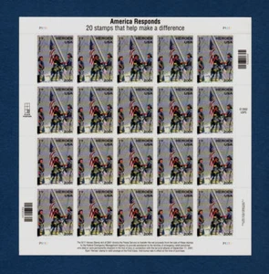 FIVE VFMNH Sheets-20 Firemen Raising Flag Heroes 2002 Stamps - Scott# B2 #B2 - Picture 1 of 1