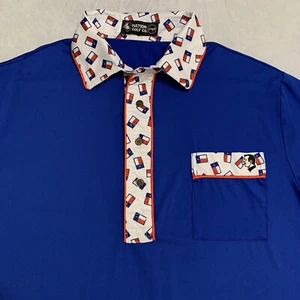 Nation Golf Co Polo Shirt Mens Large Performance Stretch Texas Flag Pocket Blue - Picture 1 of 6
