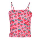 Women Sweet Strawberry Print Crop Top Spaghetti Straps Camis Sling Vest