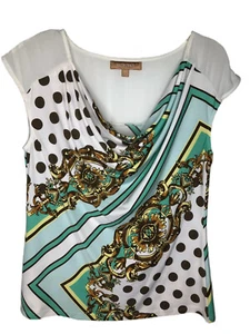 Ellen Tracy Women’s Small Cowl Neck Sleeveless Top Multi Color Green Gold Brown - Bild 1 von 5