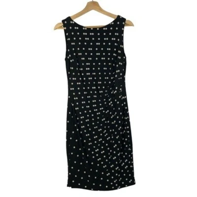 Vestido Anne Klein blanco y negro lunares fruncido lateral 2 Foto 1 de 3