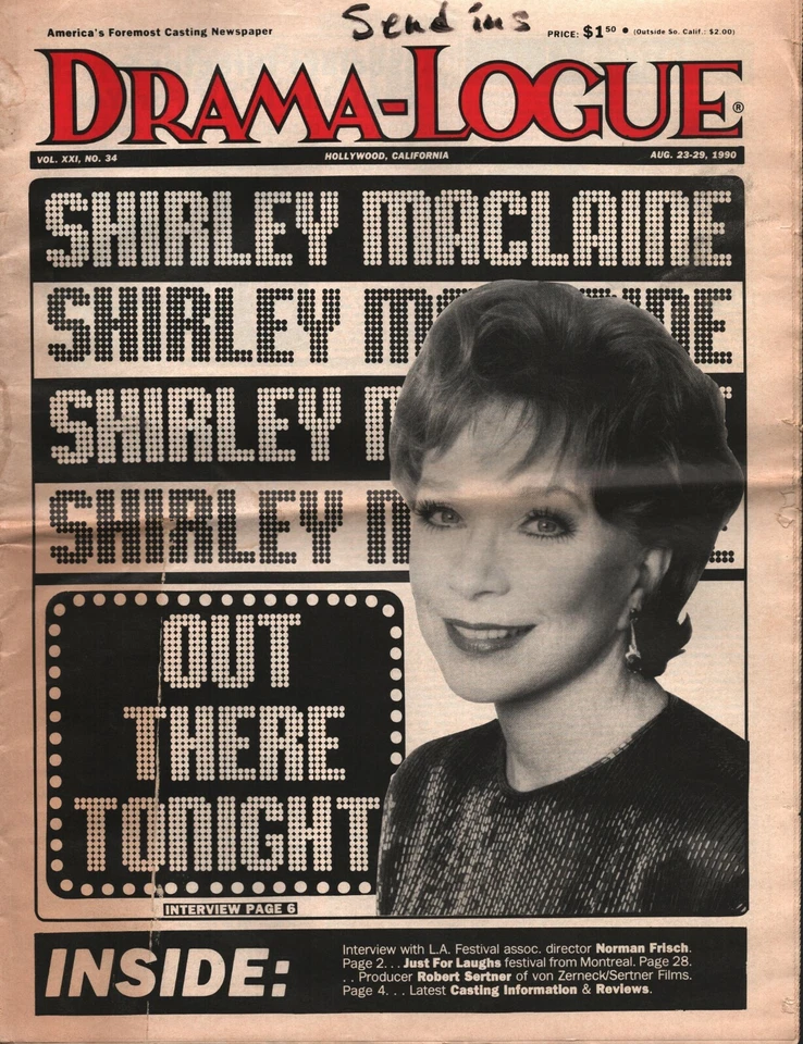 Drama-Logue - Aug 23-29, 1992 - Cover: Interview with Shirley MacLaine - Image 1 of 1
