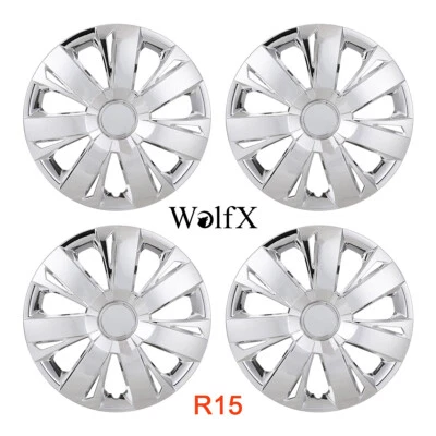 15" Set of 4 Wheel Covers Snap On Full HubCaps R15 For Smart Fortwo Forfour Kia Foto 1 de 4