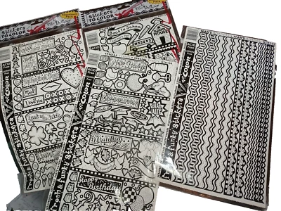 One Heart, One Mind - Fresh &Funky- 4 sets of STICKERS TO COLOR  12"x 7" Sheets - Image 1 of 4