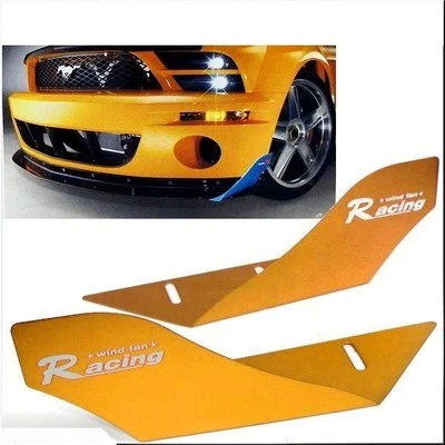 CAR RACING WIND FAN ALUMINUM BUMPER SPLITTER SPOILER WING X 2 PIECES GOLD # 1 — 第 1/3 张图片