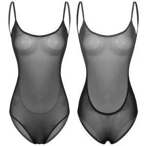 Women Bodysuit See Through Jumpsuit Babydoll Rompers High Cut Leotard Club Fun - Picture 1 of 32