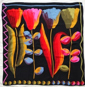 Tie Rack vintage silk scarf - bold floral paint stroke print - 34 x 34 inches - Picture 1 of 6