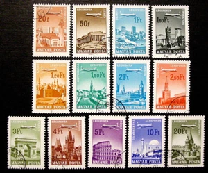 Ungarn, Luftpost, 1966-67 Flugzeug über Städte, Scott C262-274, 13 Briefmarken, CTO - Bild 1 von 3