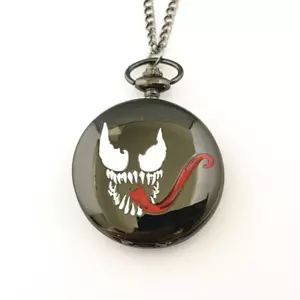 Marvel Comics VENOM Face Pocket Watch Necklace On 30" Chain FABULOUS! - Picture 1 of 2
