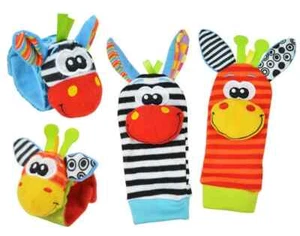 4pcs Cute Animal Infant Baby Kids Hand Wrist Bell Foot Sock Rattles Soft Toy - Picture 1 of 1