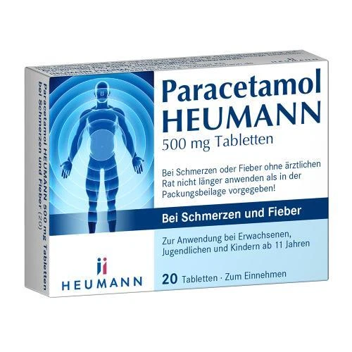 HEUMANN PHARMA GMBH & CO. GENERICA KG Paracetamol Heumann 500mg 20 Tabletten bei Schmerzen und Fieber PZN: 16352066