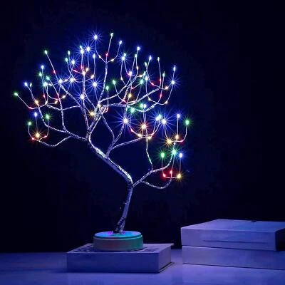 SHATCHI Christmas Bonsai Twig Tree Birch 108 LED Light Tabletop Lamp B/O Xmas Decor 50cm