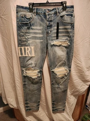 Pantalones de mezclilla desgastados Amiri nuevos sin etiquetas - Para hombre 36W x 32L - ¡AFILADOS! Foto 1 de 4