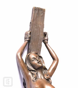 Vintage Bronze Sculpture Statue Woman Deco J.Patoue Nude Decor Handcuffed Art - Picture 1 of 15