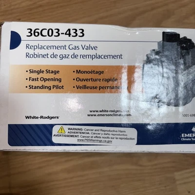 Válvula de gas White-Rodgers 36C03-433, Ng/Lp, piloto de pie (NUEVA) Foto 1 de 2
