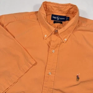 Ralph Lauren Button Up Shirt Men's L Blake Cotton Short Sleeve Orange - Picture 1 of 6