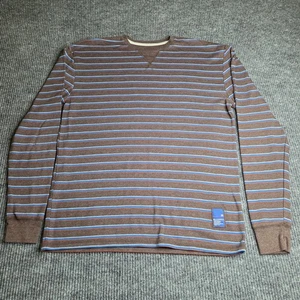 T-shirt uomo Billabong XL a righe manica lunga marrone blu casual top - Foto 1 di 7