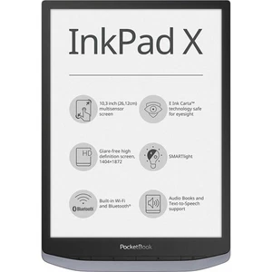 PocketBook InkPad X eBook-Reader metallic grey, Dach-Version, Touch, 10,3 Zoll - Bild 1 von 4