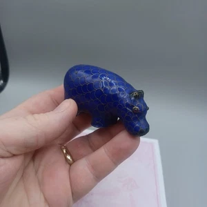 Vintage Cloisonné blaues Nilpferd Figur mit Granataugen top gebraucht  - Bild 1 von 18