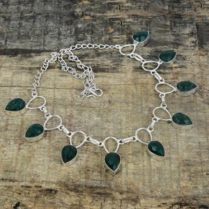 Emerald Lab-Created Gemstone Handmade 925 Sterling Silver Jewelry Necklace Gift - Picture 1 of 5