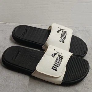 PUMA Men's Cool Cat Slides Knockout Black/White Color Flip Flop Logo SIZE US 10  - Picture 1 of 5