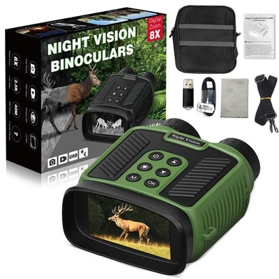 Digital Night Vision Goggles Binoculars Digital IR Mounted Hunting Rechargeable - Image 1 of 4