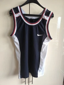 Vintage 90s Nike Swoosh Basketball Jersey Sleeveless Black Made in Italy Size L - Picture 1 of 11