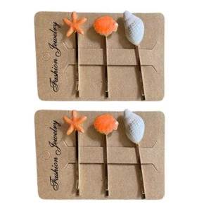 Moeni Star Seashell Design Set of 2 Non Slip Side Slide Bobby Hair Pins - Picture 1 of 13