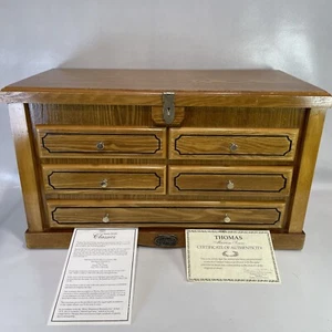 Thomas Paccioni Museum Series Wood 4 Drawer Green Flocked Jewelry Box Chest - Picture 1 of 21