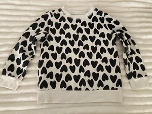 Cat & Jack Girls Black Hearts White Long Sleeve Sweater Size M 7/8 - Picture 1 of 6