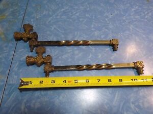 Lot of two matched antique Victorian era ornate brass gas light arms; sturdy.