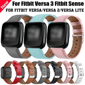 Correa de cuero genuino para correa de reloj inteligente Fitbit Versa 1 2 3 Versa Sense/Lite - Imagen 1 de 21