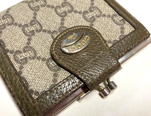 OLD GUCCI PLUS 1970s RARE GG PLUS LOGO PATTERN PVC LEATHER WALLET ITALY BEIGE - Picture 1 of 24
