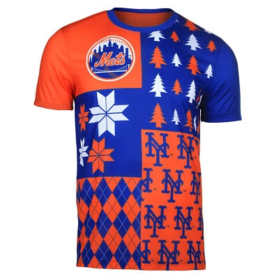 Camiseta FOCO MLB Para Hombre New York Mets Ocupada Bloque Fea Cuello Redondo Foto 1 de 2