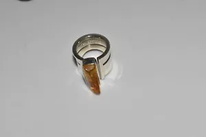 LILLY BARRACK Sterling Silver RING YELLOW STONE - 14.88 G (KJY23) - Picture 1 of 5