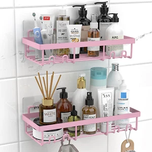 Shower Caddy Shelf Organizer Rack, Self Adhesive Black Bathroom Shelves Basket, - Picture 1 of 12
