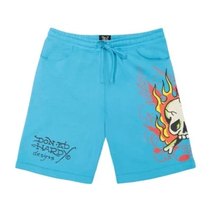 ED HARDY FLAME SKULL FLEECE SHORTS - Picture 1 of 2