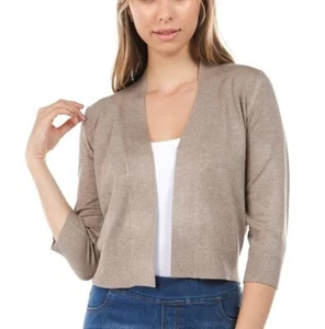 NWT Cielo Womens Soft Solid Open Front 3/4 Sleeve Sweater Cardigan MEDIUM Camel - Picture 1 of 3