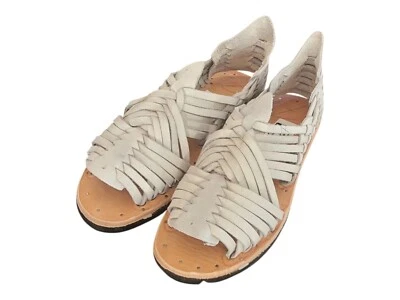 Mexican Huaraches sandals cien 100 clavos White Leather Tire Sole natural color  - Image 1 of 4