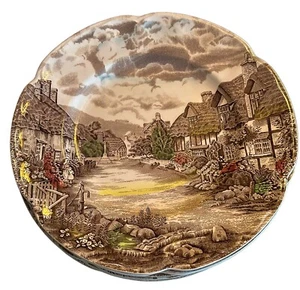 8 platos de cena ingleses antiguos Jos Bros Johnson Brothers marrones múltiples - Imagen 1 de 5