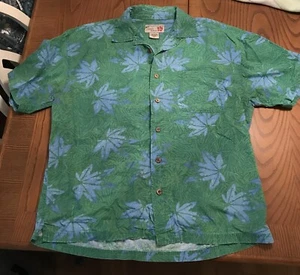 Beach Rays Surfwear Hawiian shirt XL green blue fern palm trees - Picture 1 of 4