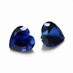 Sapphire Heart Fine Synthetic Cut AAA Loose Gemstone For Making All Type Jewelry - Picture 1 of 23